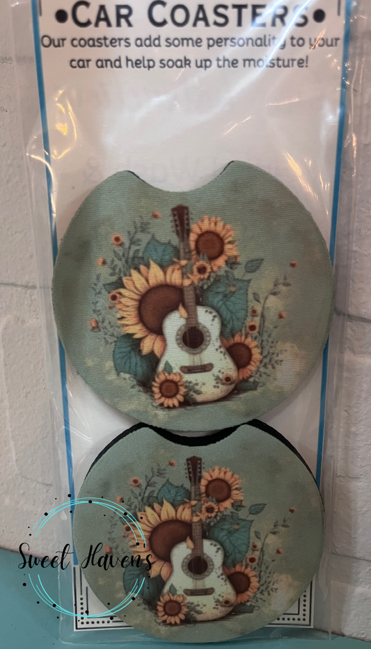 Guitar with sunflowers